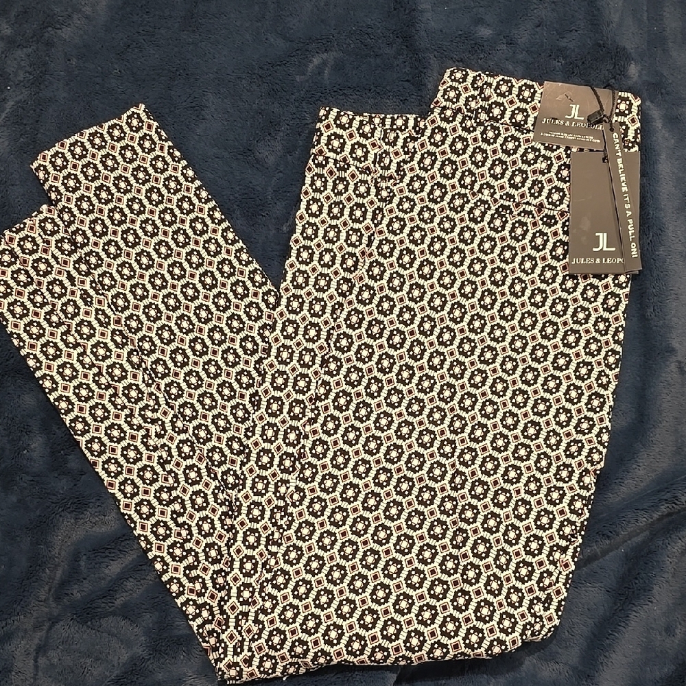 Jules & Leopold Black and White Patterned Cropped Pants